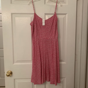 Old Navy Fit & Flare Pink & White Cami Dress
